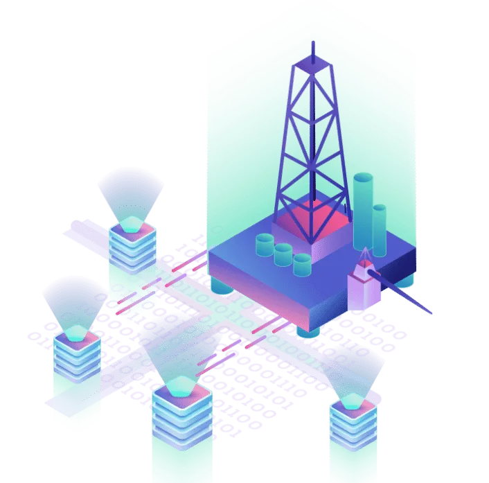 Ilustración de monitoreo de instalaciones de petróleo y gas