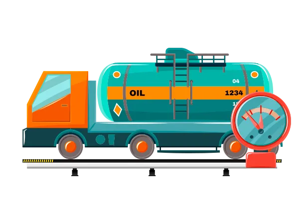 Ilustración de autotanque en báscula
