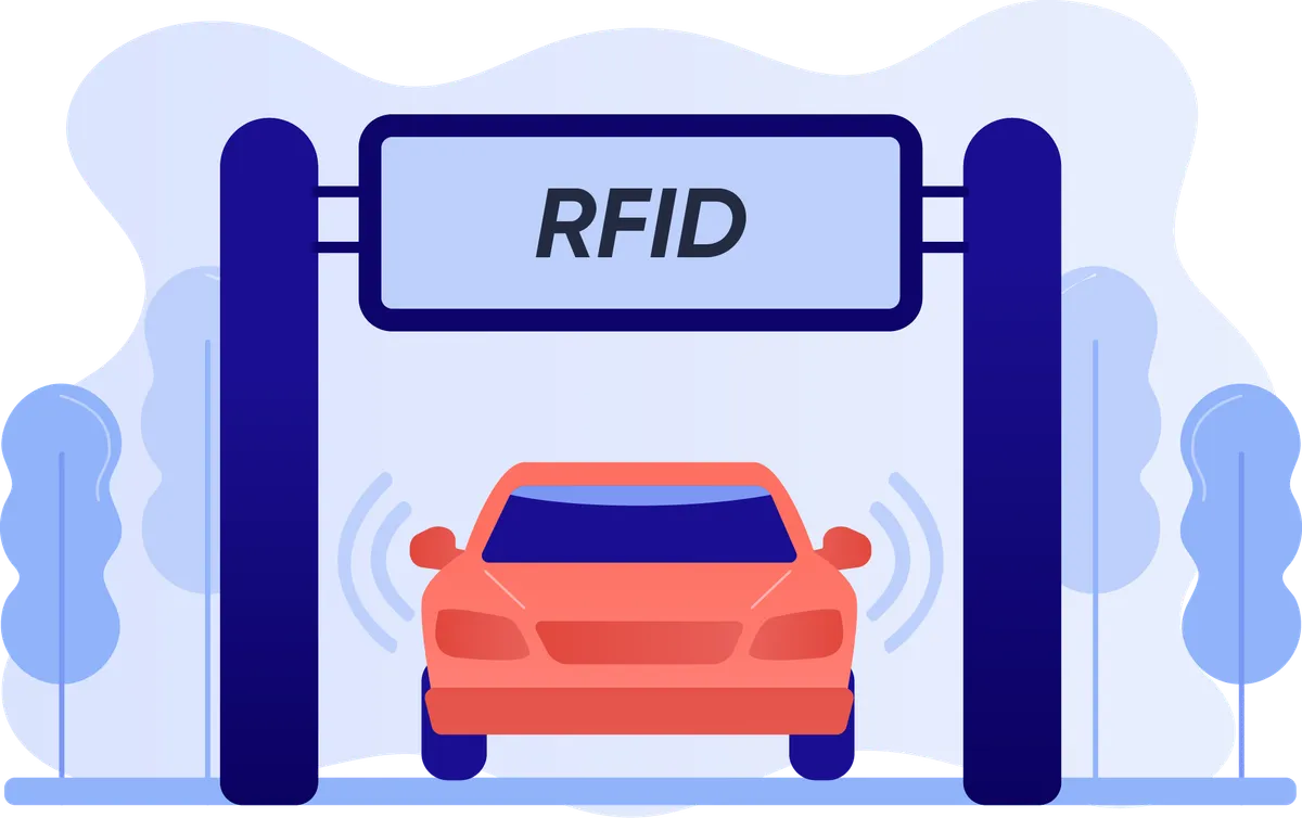Ilustración de acceso vehicular con lector RFID